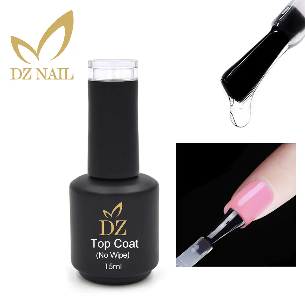 Nail supply manufacture top coat and base coat Nail art painting Gel polish uv gel uv no wipe top coat set