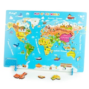 2026 Neuheit Individuelles Kinder-Holzpuzzle Magellan-Weltkarte Lernspiel Geographisches Erkenntnis-Spielzeug für Kinder - Product Image 1