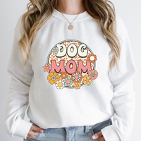 Chien chat maman personnalisé DTF impression fer sur autocollant rétro lettre fleurs prêt à chauffer presse autocollants de transfert de chaleur pour T-shirts