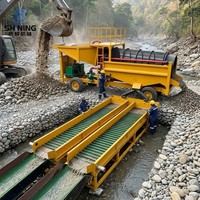 Trommel mobile pour l'or 20-30t/h, installation de lavage d'or portable avec canal de lavage pour petite mine d'or alluvionnaire au Ghana, au Mali et au Nigéria