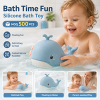 Jouet de bain en silicone en forme de dauphin, ouvrable et facile à nettoyer, jouet flottant sûr pour bébé, anti-moisissure, structure en deux parties, jouet de douche