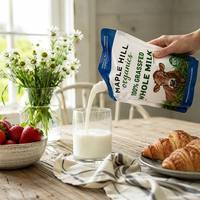 Pochette personnalisée pour lait frais avec bec verseur, sachet stand-up en aluminium, emballage laitier pasteurisé 200ml 500ml 1L