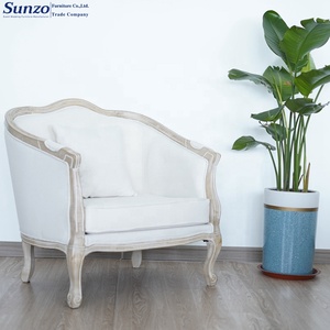 Sillón tapizado de lino antiguo francés Silla de sofá de madera <span class=keywords><strong>Luis</strong></span> Wedding Love - Product Image 3