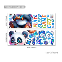 ML19086 Autocollant mural bleu sur le thème du panda pour chambres et salons, autocollant mural décoratif auto-adhésif pour la maison