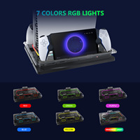 Support de refroidissement pour console Slim avec lumières colorées et crochet pour casque, compatible avec la station de charge du contrôleur de périphérique de streaming PORTAL