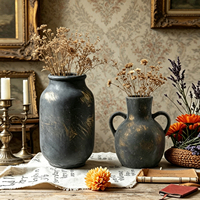 Pots à fleurs de style campagnard français, jardinières en céramique, vases en porcelaine, pot en argile noire, décoration d'intérieur, accessoires de décoration, vase de table