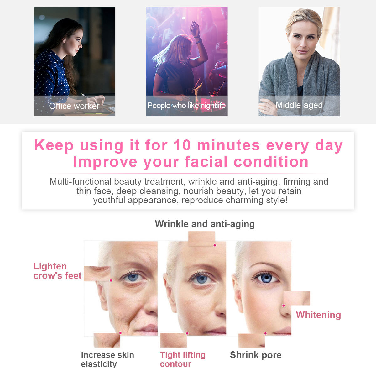 Beauty Massager Hot Cold Hammer Ultrasonic Cryotherapy Facial Lifting Massager Face Body Spa Ion Beauty machine