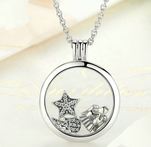 Gioielli alla moda su misura <span class=keywords><strong>Charm</strong></span> galleggiante in vetro forma rotonda collana medaglione 925 in argento Sterling ciondolo da donna regalo - Product Image 4