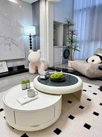 Vente directe d'usine Table basse de salon modulaire moderne en verre et en pierre avec rangement Écologique