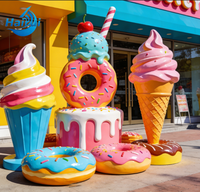 Statue en résine de fibre de verre en forme de bonbons, beignets et cornets de glace pour décoration de magasin à vendre