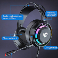 PSH-300 Dynamic Driver Wired USB 7.1 ENC Over Ear RGB Headset Musik/Gaming/Live Stream/Mikrofon Lipat Harian untuk Ponsel.