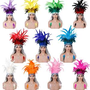 Hiasan Kepala Suku Buatan Tangan Bulu Berwarna-warni MOQ 50pcs untuk Teater & Pertunjukan Tari - Product Image 1