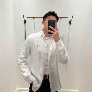 Chemise en lin <span class=keywords><strong>Ralph</strong></span> Little Horse Label pour homme, haut à manches longues printemps/automne, <span class=keywords><strong>polo</strong></span> de protection solaire, broderie pour <span class=keywords><strong>femme</strong></span>, couple - Product Image 2