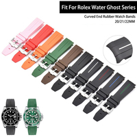 Bracelet de montre en caoutchouc de silicone de haute qualité, bracelet de montre 20 mm 21 mm 22 mm pour Rolex Black Green Water Ghost Series