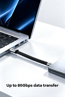 Cable Corto Magnético Tipo-C de Aleación de Aluminio Trenzado, Carga Rápida de 240W, Transmisión de 80Gbps, Proyección de Pantalla de 16K, Cable Plano de 18cm