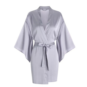 Elegante Vestaglia Corta da Donna in Raso con Maniche a Tre Quarti, Design Avvolgente e Cintura, Comoda per la <span class=keywords><strong>Notte</strong></span> - Product Image 6