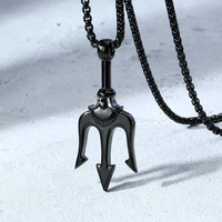 Pendentif personnalisé Sea King Poseidon Trident Bijoux de protection Cadeau de marin en acier inoxydable Collier amulette Grèce antique
