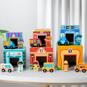 2025 Sản phẩm mới bằng gỗ 6 trong 1 phim hoạt hình giao thông Hộp xe trò chơi Montessori suy nghĩ nhận thức xe đồ chơi bé Đồ chơi cho trẻ em - Product Image 5