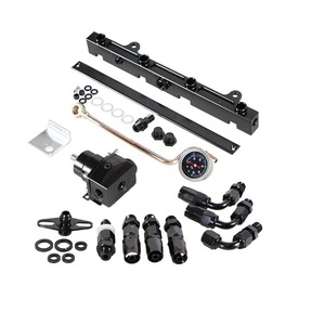 Kit de riel de combustible Haofa para RSXSi K20 K24 negro con manómetro y accesorios - Product Image 1