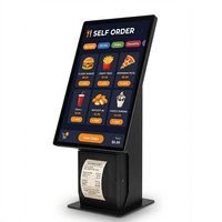 Kiosque interactif de commande automatique 15,6 pouces avec système d'exploitation Windows, lecteur NFC sans contact, imprimante de reçus 80 mm, support de terminal de point de vente et scanner HSK-SW15