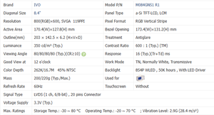 Module LCD TFT M084GNS1 R1 de qualité industrielle IVO 8,4 pouces SVGA, écran LCD LVDS 20 broches, remplacement d'écran - Product Image 2