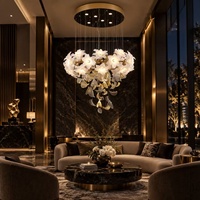 Lustre de luxe personnalisé avec fleurs en verre faites à la main, lampe pour salon et salle à manger de villa, éclairage d'escalier, éclairage d'hôtel