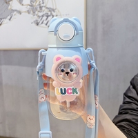 Bouteille d'eau en plastique pour enfants avec paille, grande capacité, portable, antichoc, motif dessin animé, nouvelle collection, pour l'été, vente en gros
