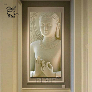 BLVE gran porche interior tallado a mano arte religioso moderno pared 3D estatua <span class=keywords><strong>de</strong></span> mármol blanco Buda piedra relieve escultura decoración del hogar - Product Image 2
