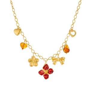 Fashion Pendant Necklace Stainless Steel Gold Plated Flower Bow Heart Charm Daily Wear Gift Jewelry N3991 - Product Image 5