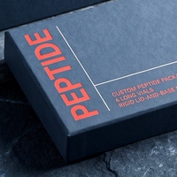 Boîte rigide personnalisée noire avec couvercle et base pour 6 flacons de peptides, impression offset sur éponge
