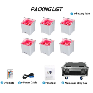 6*18W <span class=keywords><strong>LED</strong></span> batterij-aangedreven <span class=keywords><strong>Par</strong></span>-lamp RGBWA+UV 6in1 draadloze WIFI uplight voor podium, disco, kerstfeest, DJ-verlichting - Product Image 6