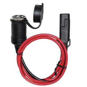 Cargador de Coche con Encendedor de Cigarrillos y 2 Puertos USB de 12-24V, con Cable de Extensión SAE de 6 pies con Conductor de Cobre para Automóvil - Product Image 1