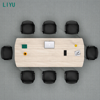 Ensemble de table de conférence moderne LIYU avec 8 chaises, table de réunion en bois, mobilier de bureau de luxe, gestion des câbles