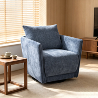 Fauteuil pivotant en tissu bleu moderne CARLFORD, élégant fauteuil d'appoint pour salon, usage domestique, modèle de décoration de salon une place
