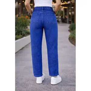 Jeans da donna a gamba dritta in denim taglia 13, stile semplice, cinque tasche - Product Image 3