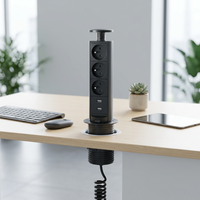 Prise de bureau escamotable MAQO US/MF/française, en aluminium, pour cuisine, 16A, 2 ports USB, charge rapide, prise relevable