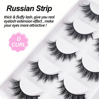 5 paires de faux cils moelleux, volume 3D naturel, en faux vison, doux et légers pour un usage quotidien S03