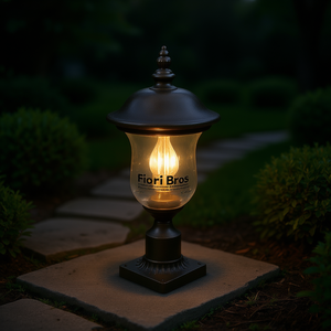 Lámpara de Poste para Exteriores Fier't Bros, 21 Pulgadas de Alto, Bronce, Aluminio, Pantalla de Vidrio, Jardín, Impermeable IP54, Bombilla No Incluida - Product Image 2