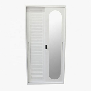 Armario de Ropa Resistente de Hierro, Armario Metálico de 2 Puertas, Impermeable, con Puerta Corredera con Espejo - Product Image 5