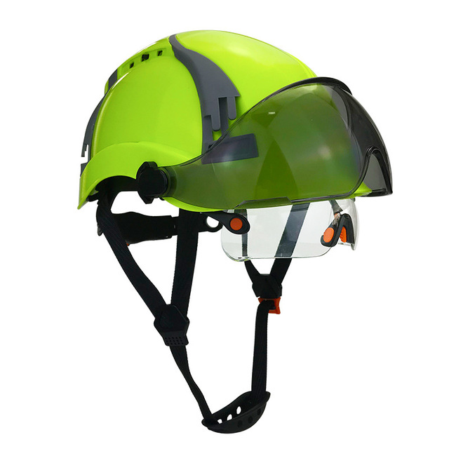 CE Certified Construction Safety Helmet with Built-in Double-Layer Goggles ABS Anti-Smash New Style Hard Hat