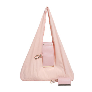 Borsa a Tracolla Pieghevole Grande in Nylon Stile <span class=keywords><strong>Vintage</strong></span> Ecologica con Ciondolo Portachiavi e Manico Singolo - Product Image 6