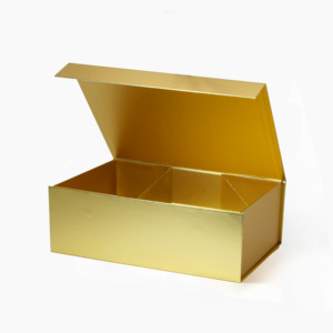 Boîte cadeau magnétique de luxe A4 couleur or foncé, boîte d'emballage cadeau pliable avec couvercle magnétique - Product Image 2