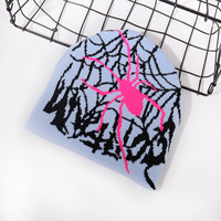 Vente en gros Casquette crâne toile d'araignée unisexe en jacquard Bonnet d'hiver brodé Y2k Bonnet jacquard personnalisé en coton acrylique pour hommes