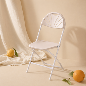 White Modern Durable Lightweight Comfortable Portable Folding <b>Chair</b> Fan Back for School <b>Dining</b> Courtyard Farmhouse Outdoor Use - Product Image 1