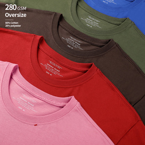280 gramos de gran tamaño 80% Algodón 20% poliéster antiarrugas anti-pilling transpirable Camiseta de algodón pesado - Product Image 1