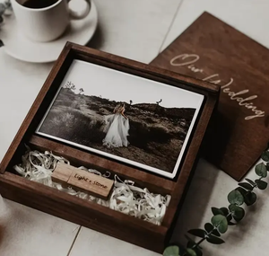 Vintage Wood <strong>Keepsake</strong> <strong>Memory</strong> Engraved Gift <strong>Box</strong> USB <strong>Box</strong> Wedding Gift Photo <strong>Box</strong> with Sliding Lid - Product Image 2