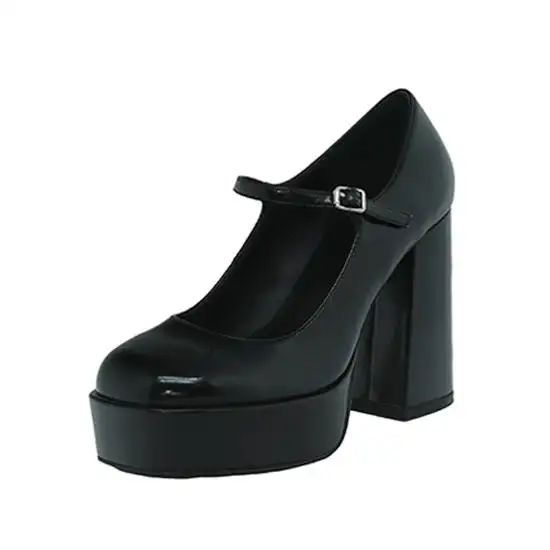 Özel moda yeni tasarım siyah katı platformu Mary Jane yüksek topuklu ayakkabı kadınlar için parti pompaları