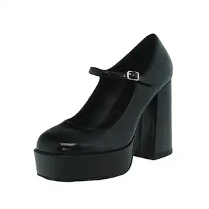 Zapatos de tacón alto Mary Jane con plataforma sólida negra de nuevo diseño de moda personalizada para fiesta de mujer