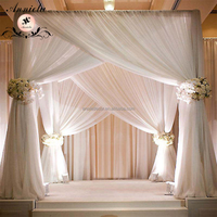 Support de toile de fond télescopique ANNIELU en alliage d'aluminium robuste, cadre portable pour décoration de mariages et d'événements