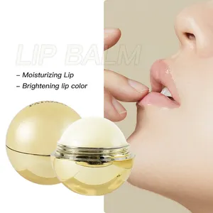 OEM Organic Vegan Chapstick Crema labial hidratante Oro Plata Bálsamo labial hidratante Bola redonda Bálsamo labial plumping natural